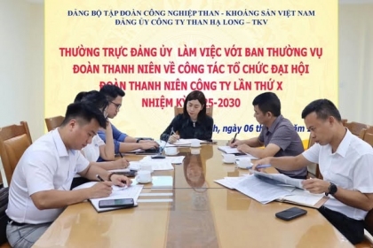 Thường trực Đảng ủy Công ty Than Hạ Long - TKV làm việc với Ban Thường vụ Đoàn Thanh niên về công tác chuẩn bị Đại hội Đoàn TNCS Hồ Chí Minh Công ty lần thứ X, nhiệm kỳ 2025 – 2030